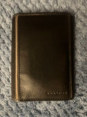 Coach Black Leather Card Holder with Subtle Logo